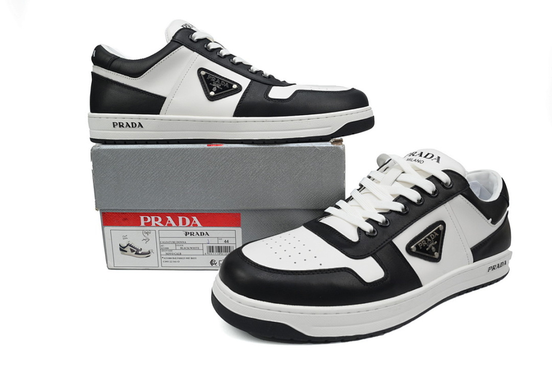 Tênis Prada Downtown de cano baixo, preto e branco
