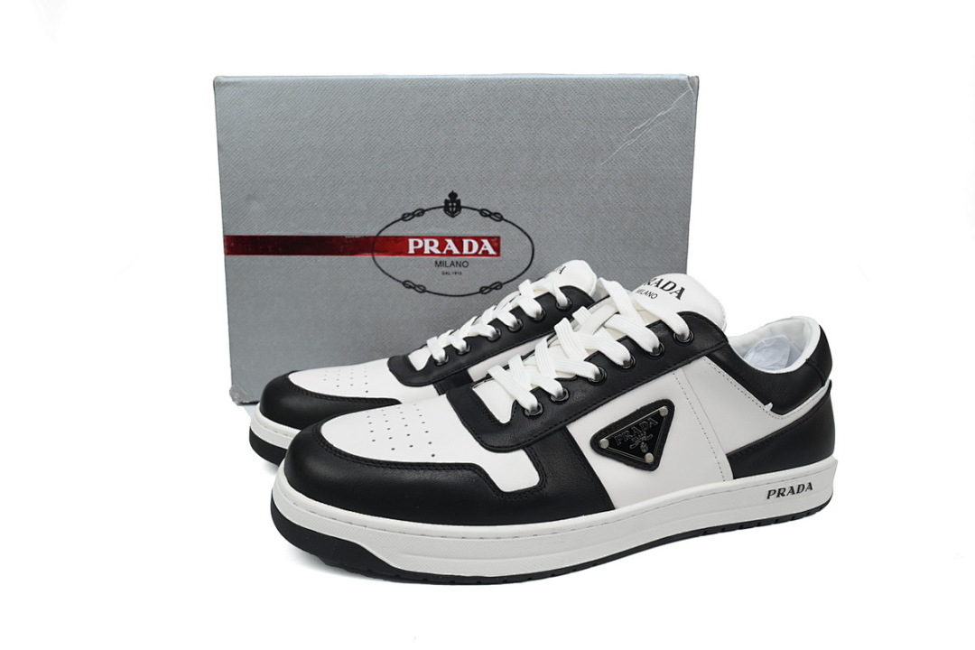 Tênis Prada Downtown de cano baixo, preto e branco