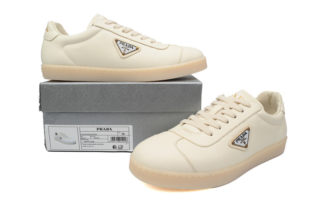 Baskets basses Prada Downtown, blanc riz