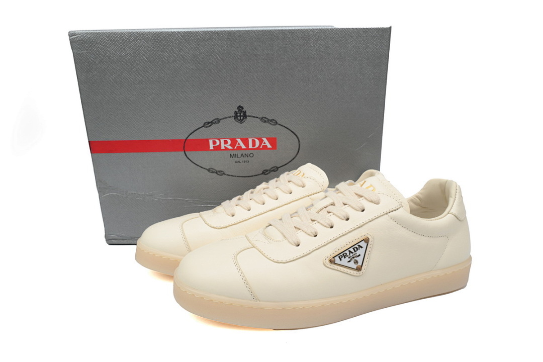 Baskets basses Prada Downtown, blanc riz