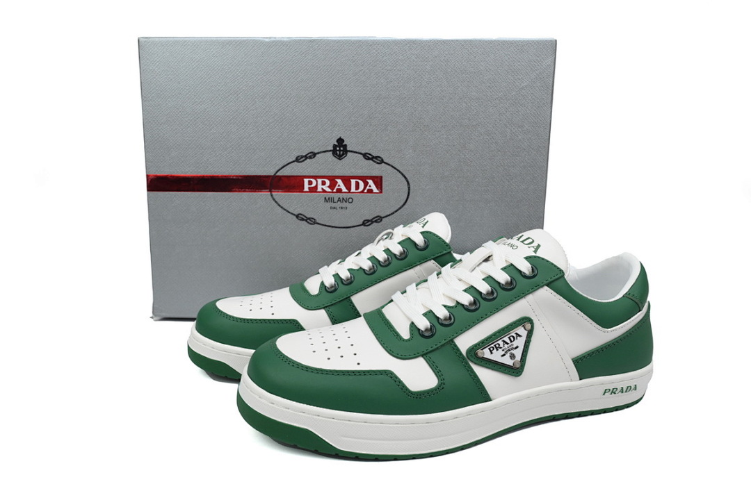 Tênis Prada Downtown de cano baixo, branco e verde