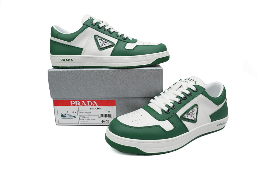 Tênis Prada Downtown de cano baixo, branco e verde