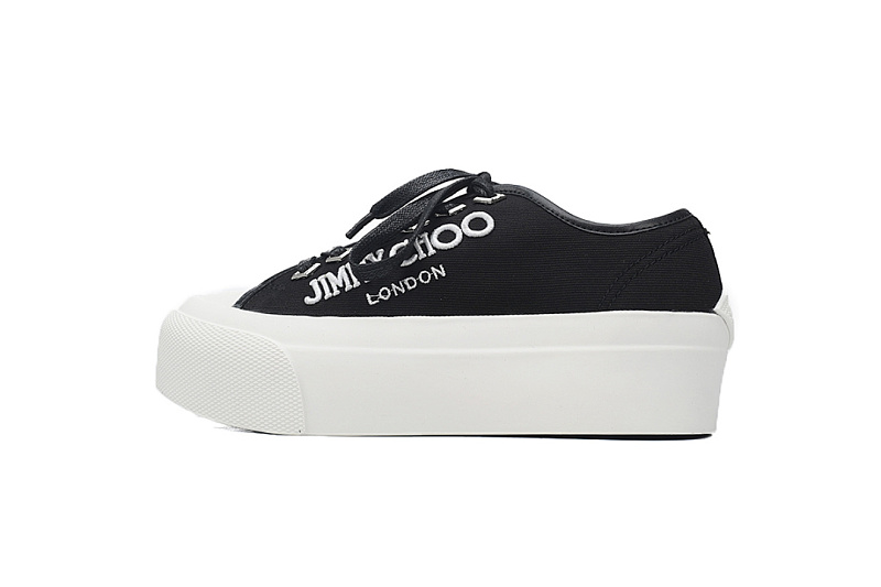 s Jimmy Choo Palma Maxi Black and Latte Canvas Platform Trainers