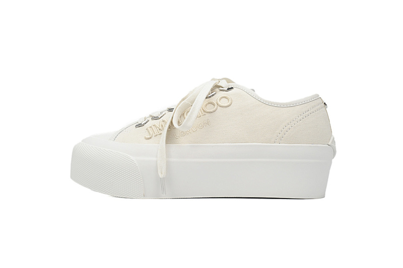 s Jimmy Choo Palma Maxi White Canvas Platform Trainers