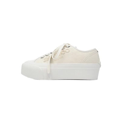 s Jimmy Choo Palma Maxi White Canvas Platform Trainers 01