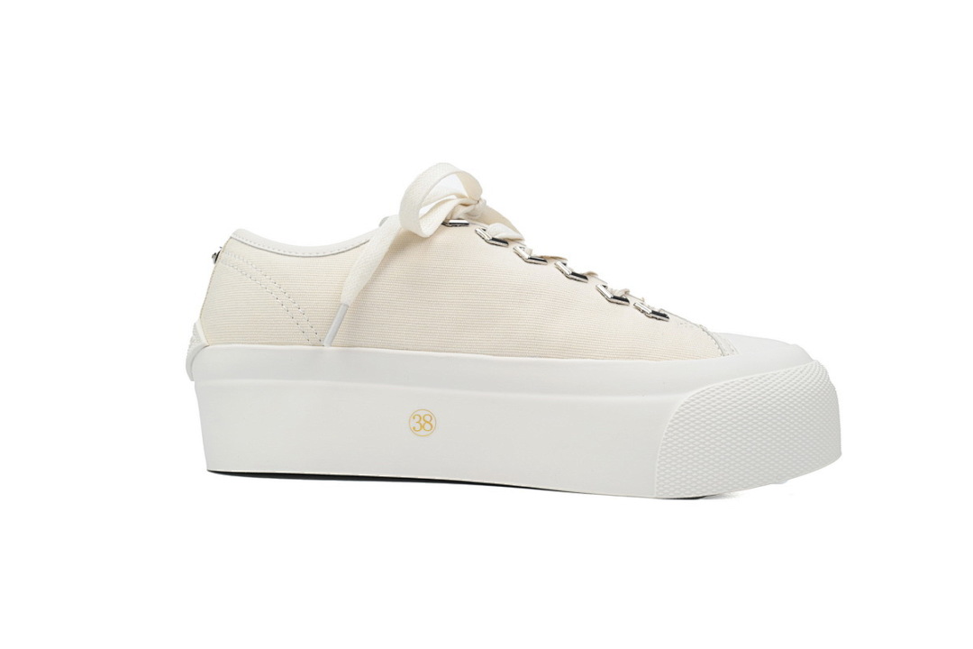 s Jimmy Choo Palma Maxi White Canvas Platform Trainers