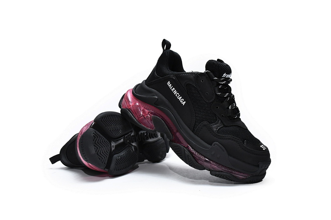 W0901 9011 Balenciaga Triple S Negro y rojo claret