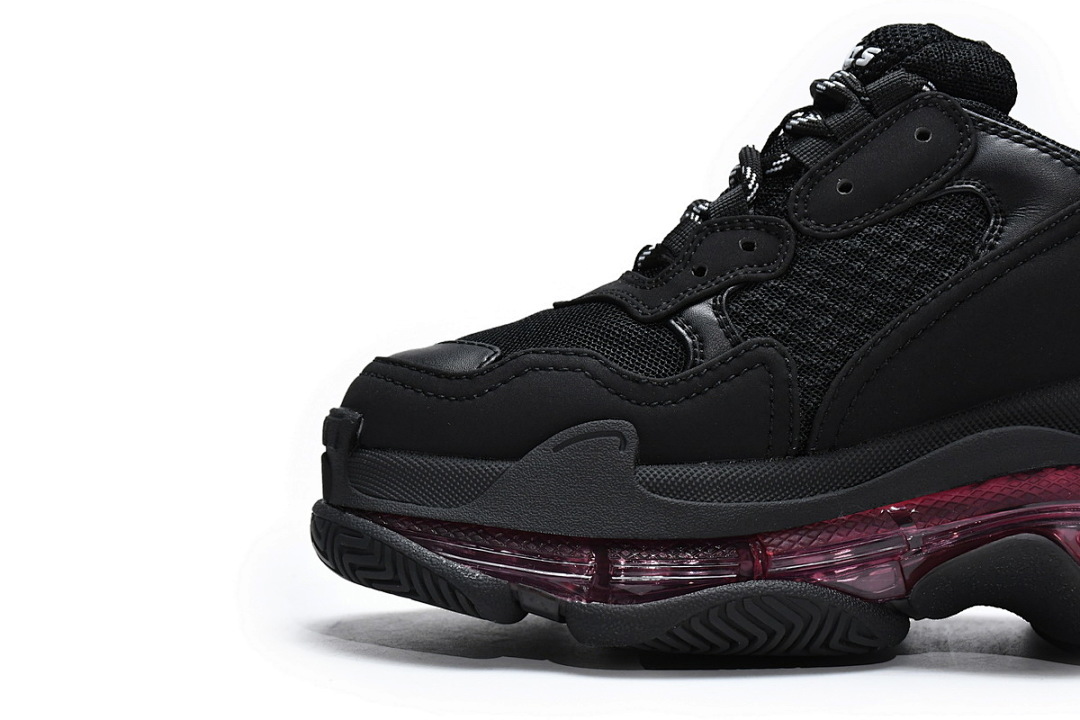 W0901 9011 Balenciaga Triple S Negro y rojo claret