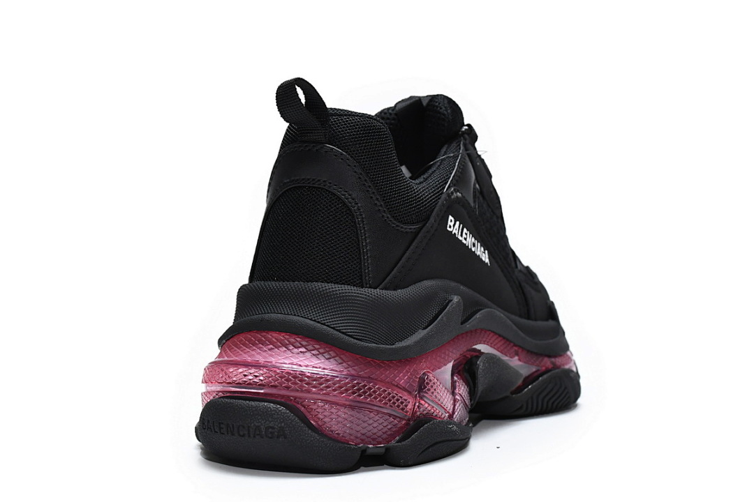 W0901 9011 Balenciaga Triple S Negro y rojo claret