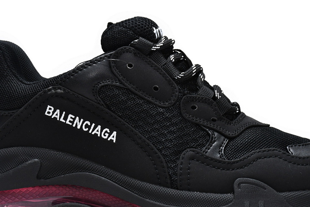 W0901 9011 Balenciaga Triple S Negro y rojo claret