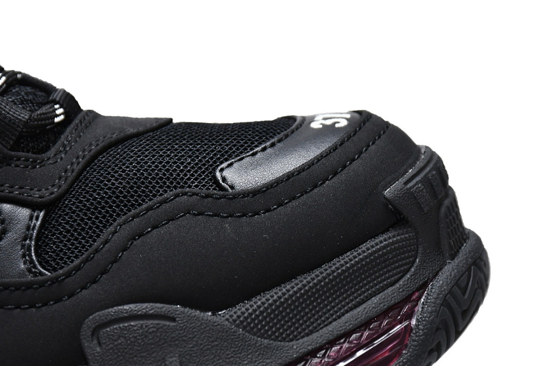 W0901 9011 Balenciaga Triple S Negro y rojo claret