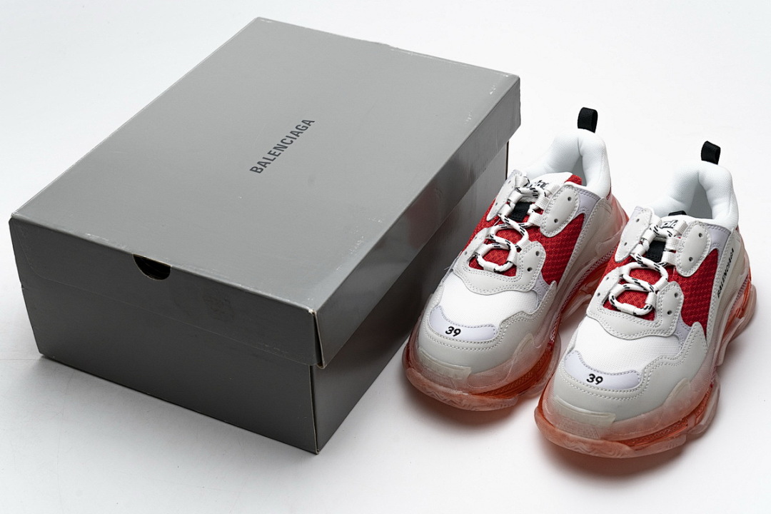 W09E1 4552 Balenciaga Triple S Blanc Rouge