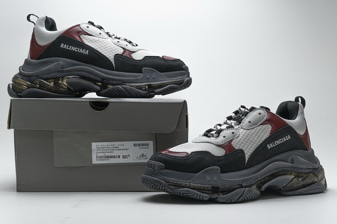 W09O1 2268 Balenciaga Triple S Noir, Marron, Rouge