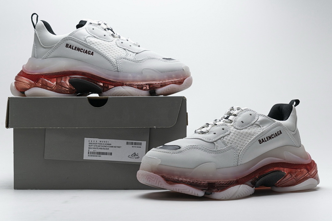 W09O1 Balenciaga Triple S Blanc Lait Noir