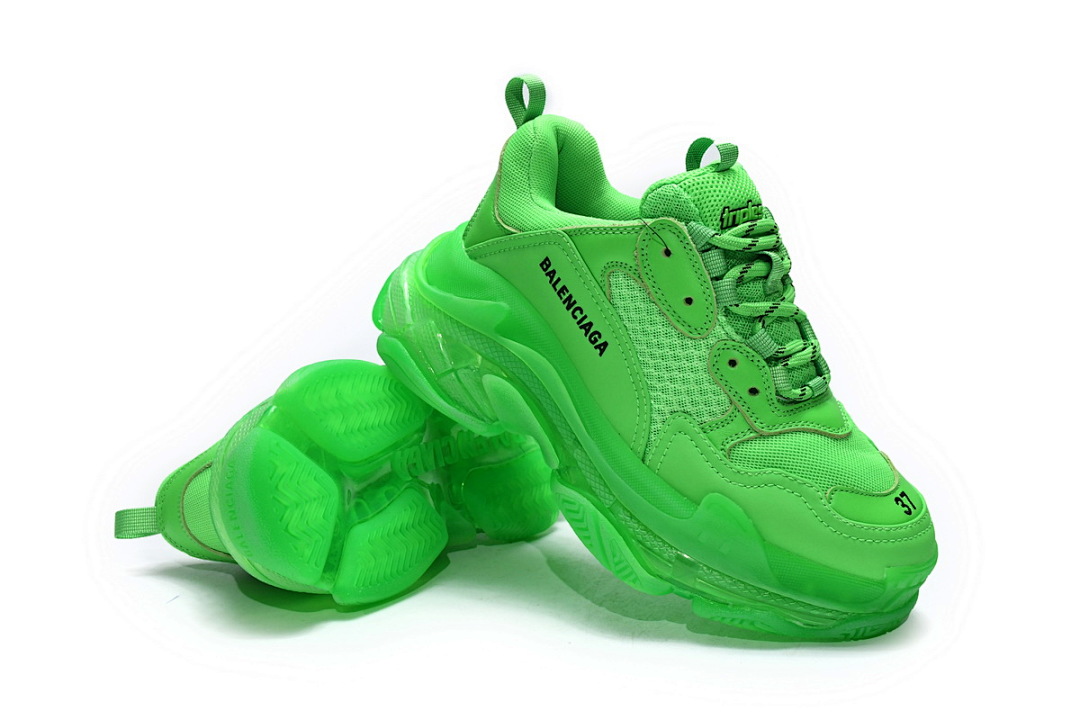 W09OL 3801 Balenciaga Triple S Verde Fluorescente