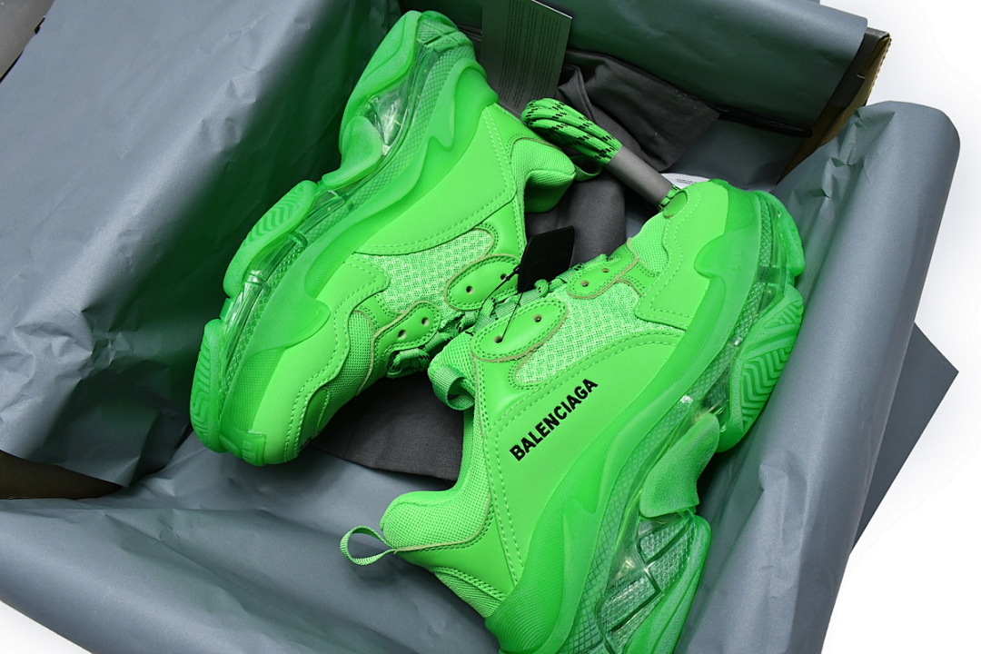 W09OL 3801 Balenciaga Triple S Verde Fluorescente