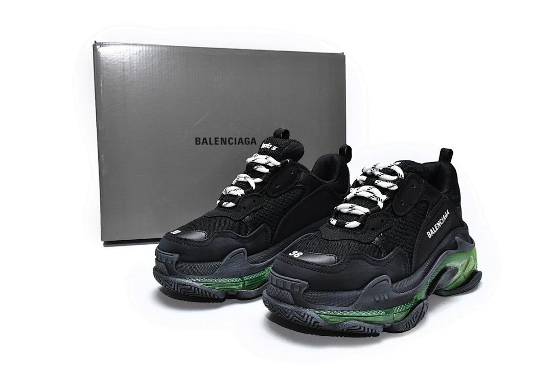 W09ON 1047 Balenciaga Triple S Negro y verde