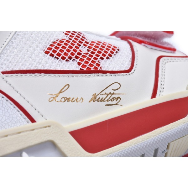 Louis Vuitton Trainer White Red 1A98VI